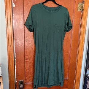 Green T-Shirt Dress with Pocket
